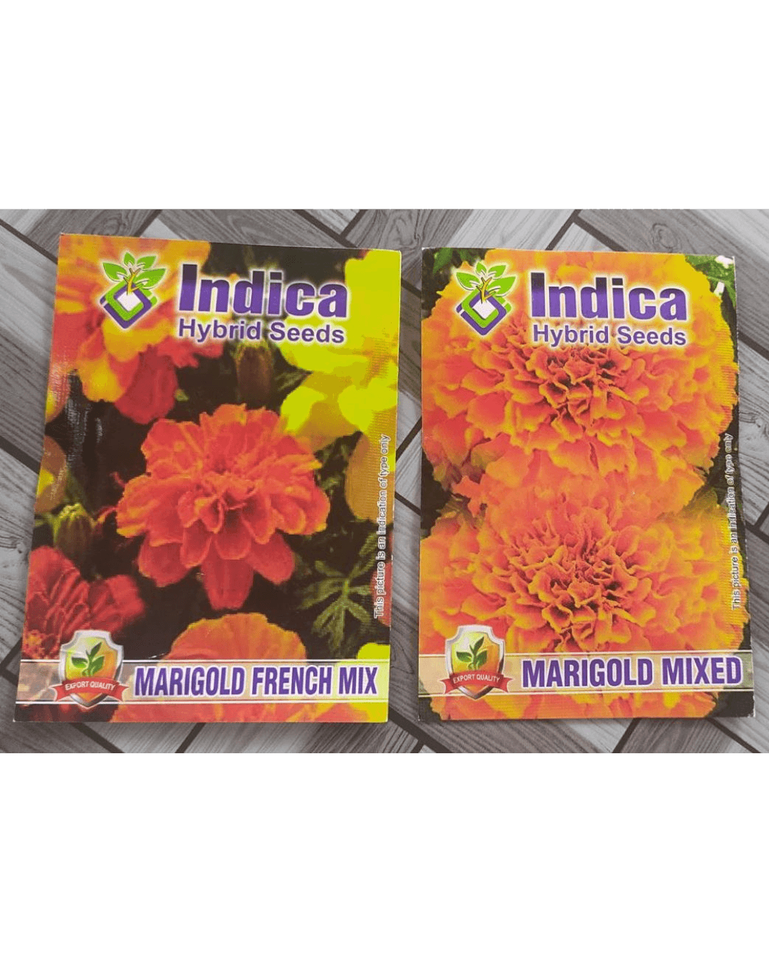 Two Types Of Two Packet Marigold Flower Seeds (100 Seeds Plus) - French and Mix Marigold Seeds |