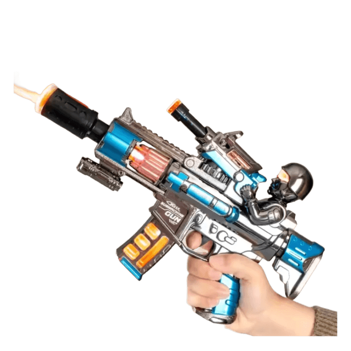Electric Vibration Spray Gun Toy – Sound & Light Simulation Play Gun for Kids