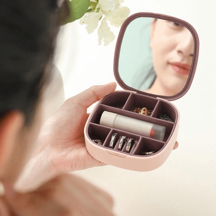 Mini Jewellery Box with Mirror – Compact Storage for Rings, Earrings & Necklaces