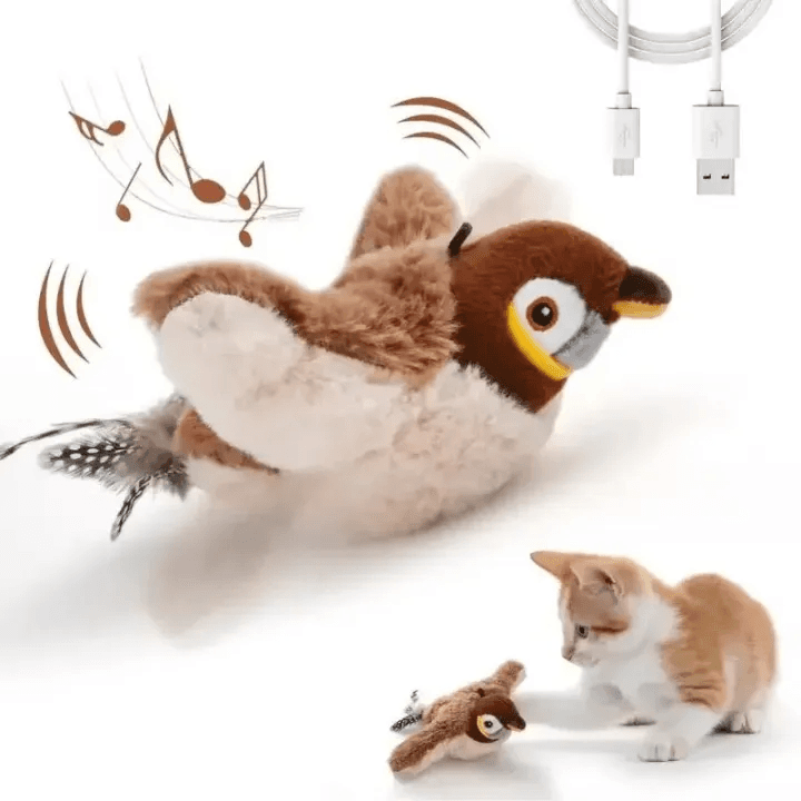 Rechargeable Chirping Bird Cat Toy with Flapping Wings – Interactive Catnip Toy for Cats and Small Dogs