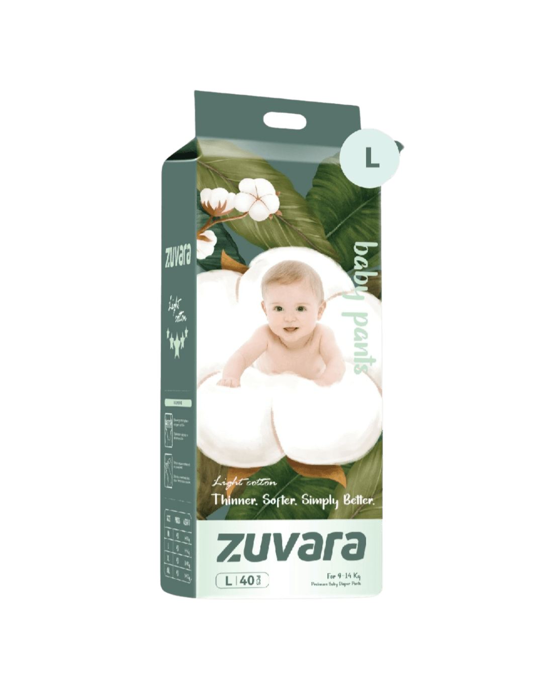 Zuvara Large Diapers| 40pcs | (9-14kg)