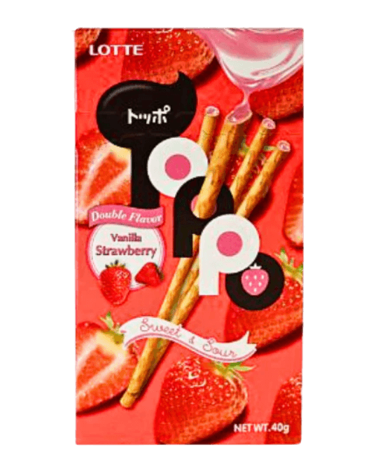 Lotte Toppo Double Flavor Vanilla Strawberry pretzel sticks