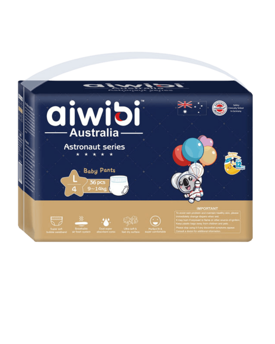 Aiwibi Diaper | Pant style | L-36 | Astronaut Series | ( 9-14 kg)