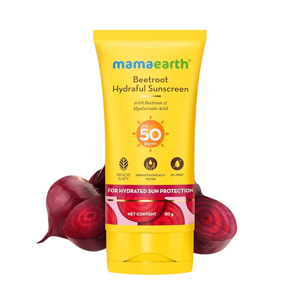 Mamaearth | Beetroot Hydraful Sunscreen |  Hyaluronic Acid | 50 g