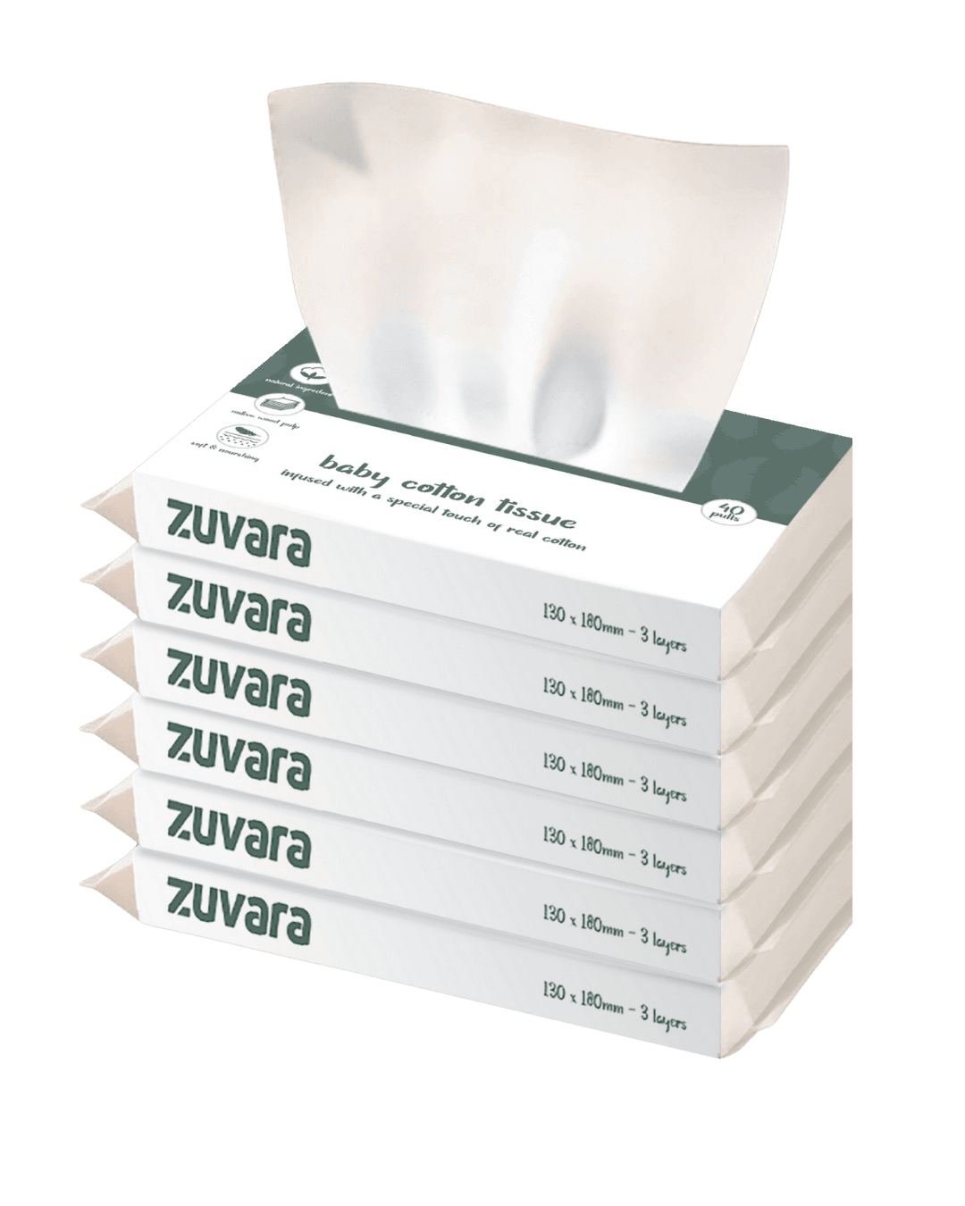 Zuvara | Baby Moisturizing Tissue | 40 Pulls  | Pack of 6