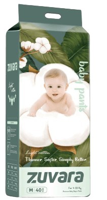 Zuvara Medium Diapers | 40pcs | (4-10 kg)