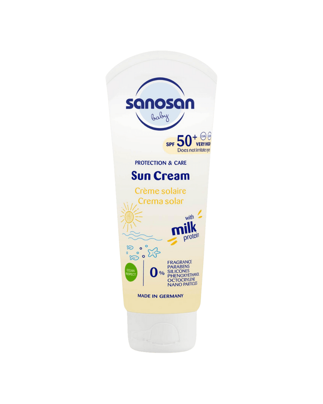 Sanosan Baby Sun Cream SPF 50+ 75 ml | High Level of Protection | Does Not Irritate Eyes | with Milk Protein