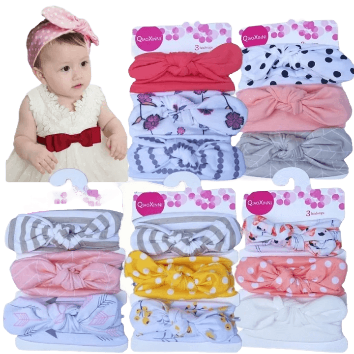 Cute Baby Headband Set – 3 PCS Soft Floral & Bow Hair Accessories