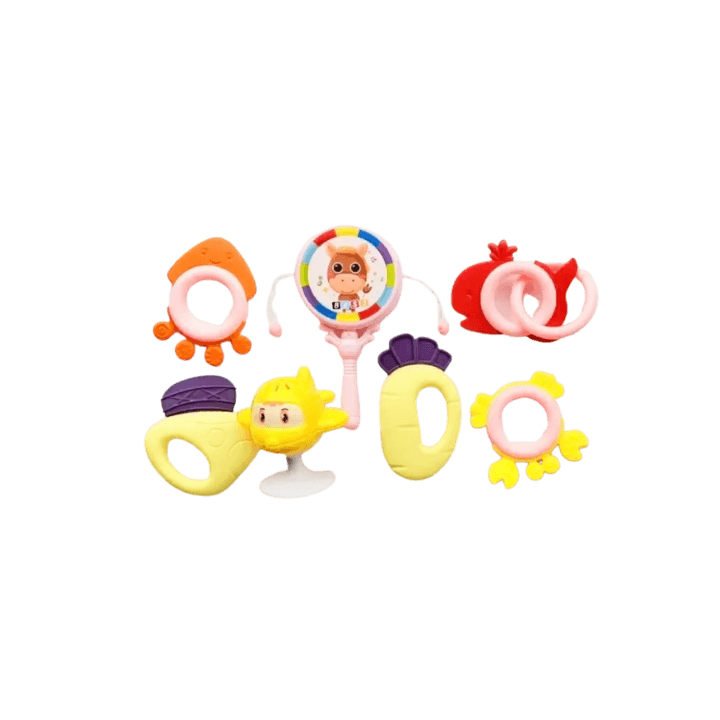 Baby 7-Piece Cute Rattle Toy Set for Infants – Soft, Colorful, and Safe Sensory Toys