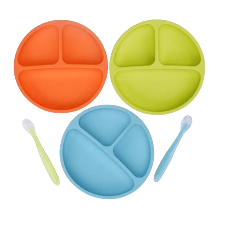 Multicolour Kids Feeding Plate with Spoon & Fork Set – Safe & Fun Mealtime Combo