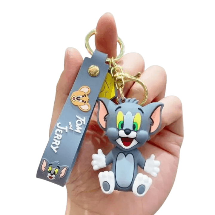 Tom 3D Cartoon Keychain – Cute Rubber Tom Cat Key Ring
