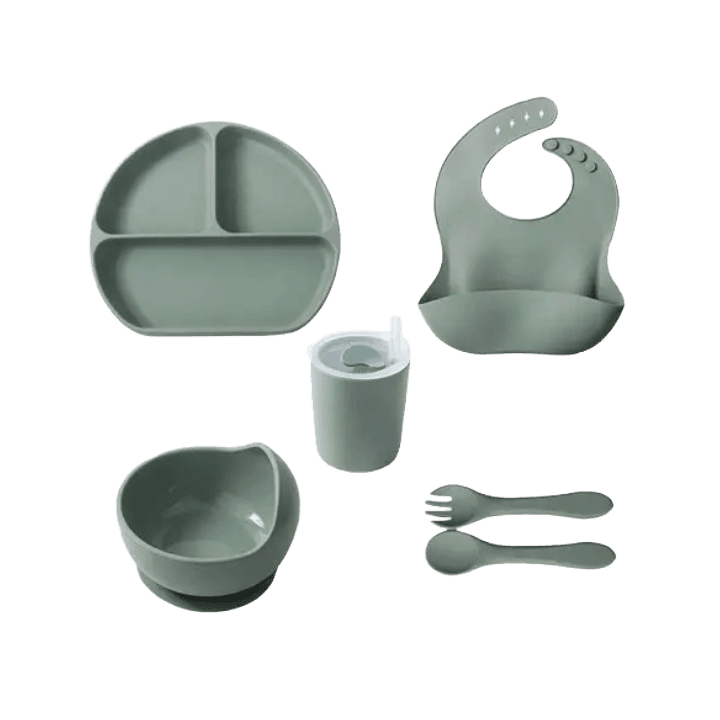 Complete Baby Feeding Set – Suction Bowl, Spoon, Bottle, Bib, Fruit Feeder & Milk Bottle