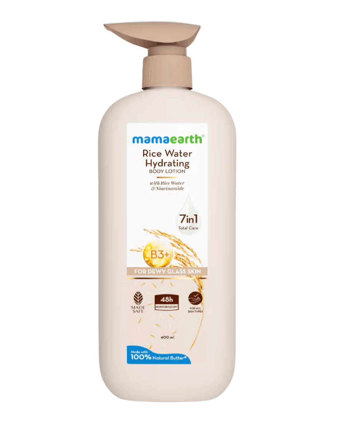 Mamaearth | Rice Water Hydrating | Body Lotion | Rice Water & Niacinamide | Dewy Glass Skin | 400ml