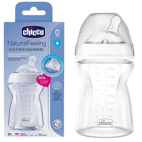 Chicco Natural Feeling Glass Feeding Bottle 250Ml 0 Month +