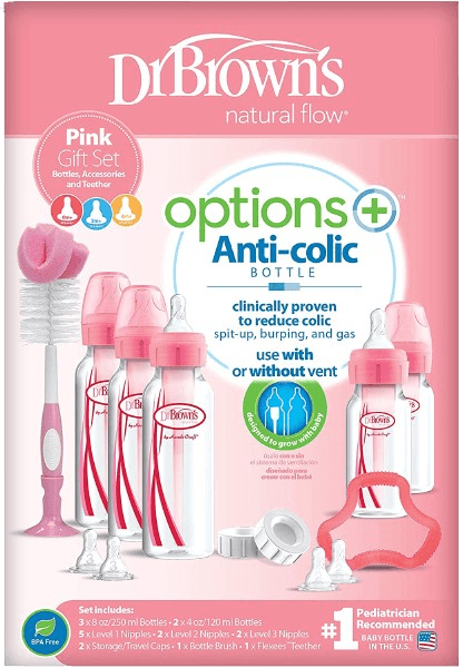 Dr.Brown's Options+ Narrow-Neck Bottle Gift Set-Pink