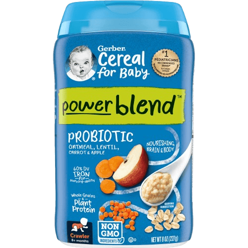 Gerber Powerblend, Probiotic Oatmeal, Lentil, Carrots & Apples Baby Cereal